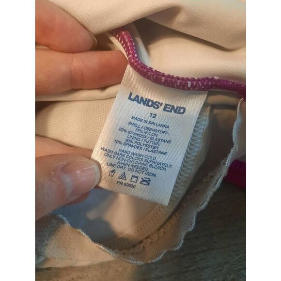 Lands End Swim One Piece Bathing Suit 12 Pink - Picture 3 of 3